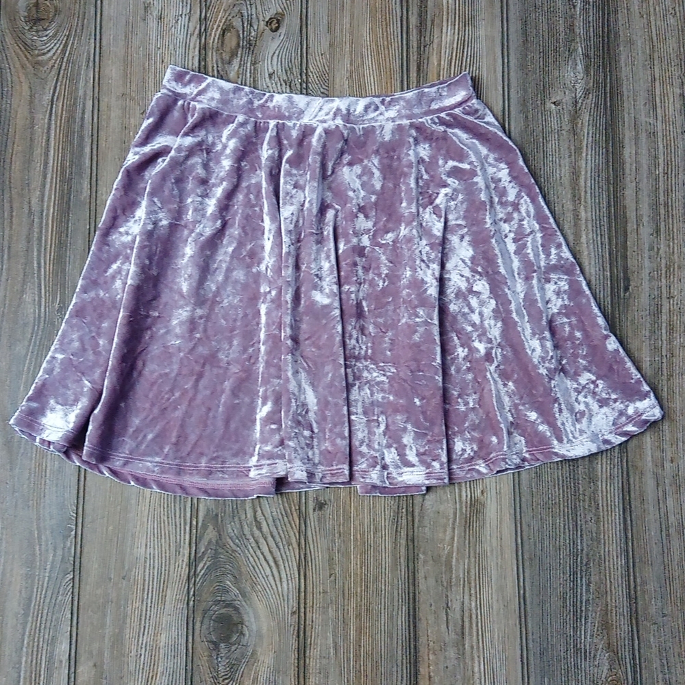 Empyre Blush Pink Crushed Velvet Soft Flowy Unlined Skirt